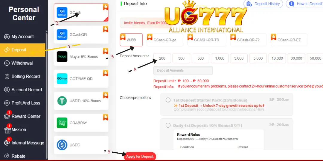 How to Deposit Money at UG777